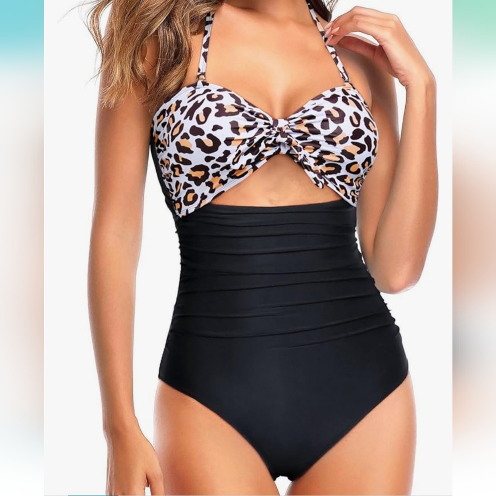 One Piece Swimsuit Tummy Control Bathing Suit Size XL Animal Print